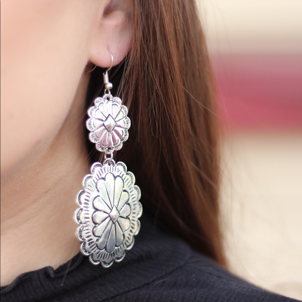 Two Tiered Concho Earrings